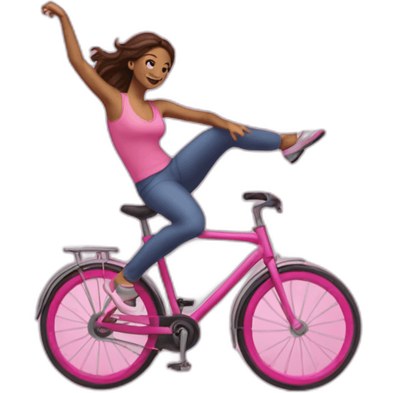 Dancing brunette in pink bicycles emoji