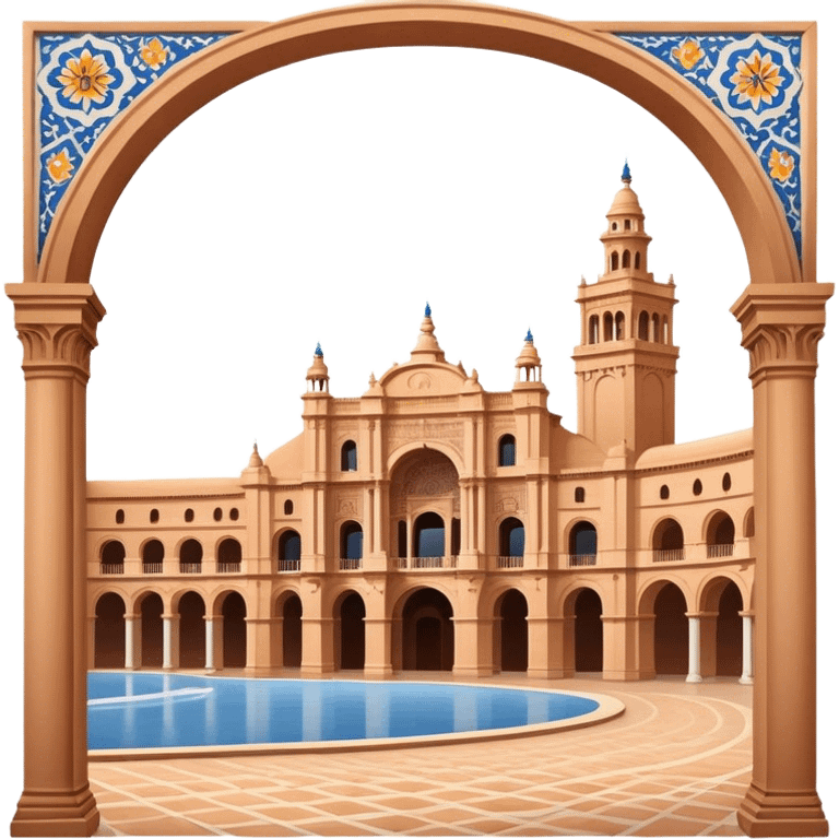 Plaza de España Landmark Emoji – Featuring its semicircular palace, grand arches, and decorative tilework. emoji