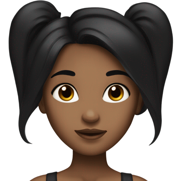 girl with long black straight, with lashes and clear skin emoji