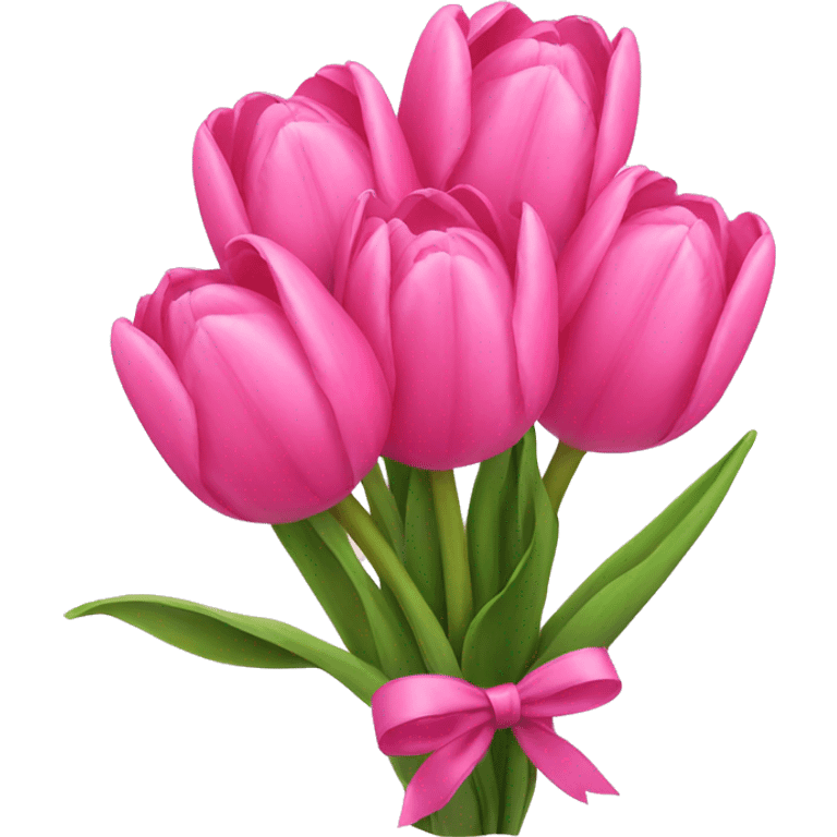 Pink tulips with pink bow around it emoji