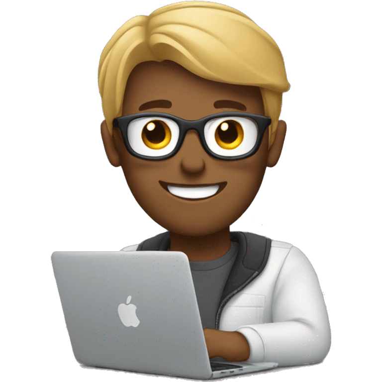 Video editor working on his mac book emoji