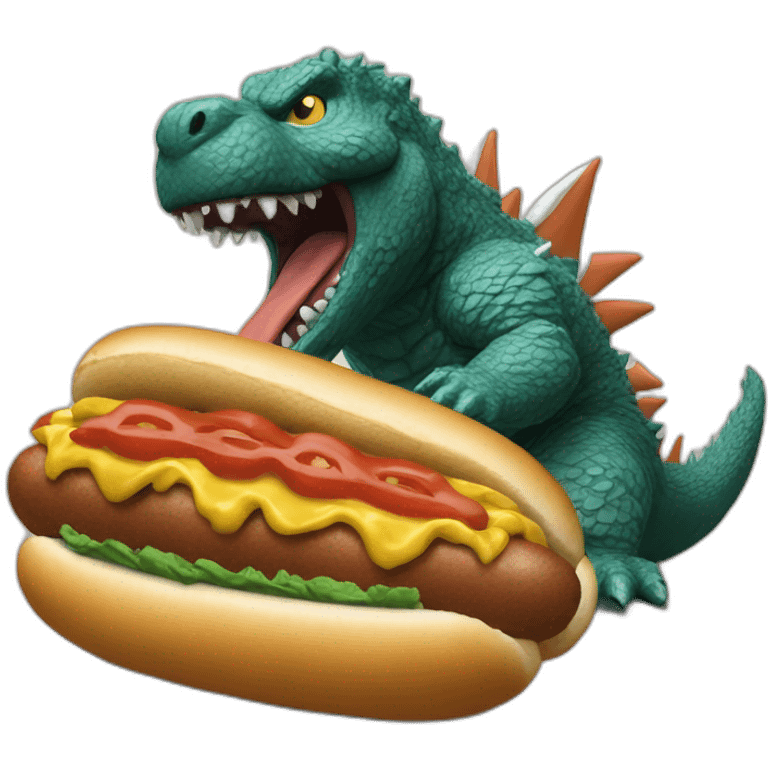 Godzilla eating a chicago dog emoji