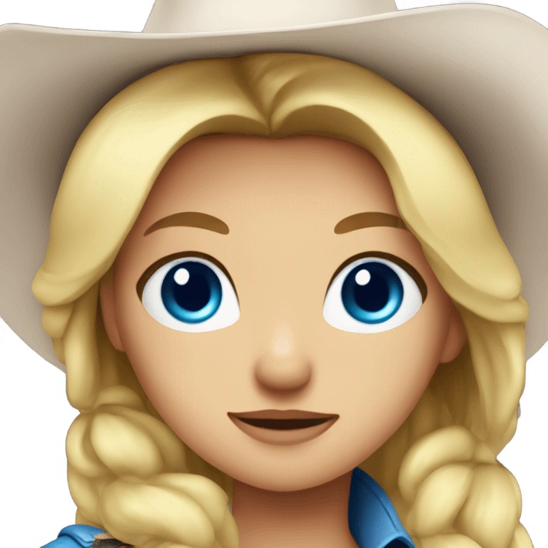 Blonde cowgirl, waist up, blue eyes emoji