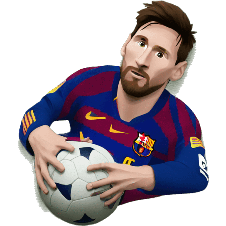 lionel messi laying on the ground emoji