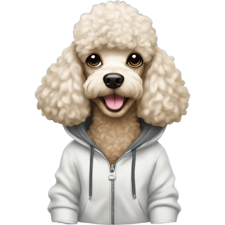 Poodle wearing a hoodie emoji