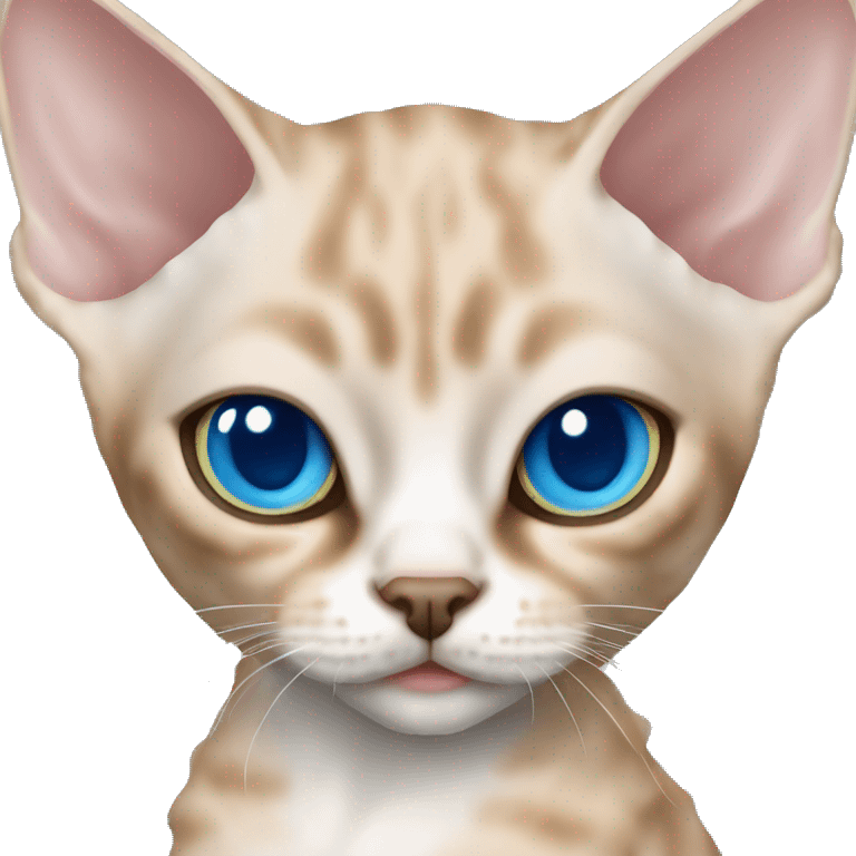 Devon rex cat light fur color and blue eyes emoji