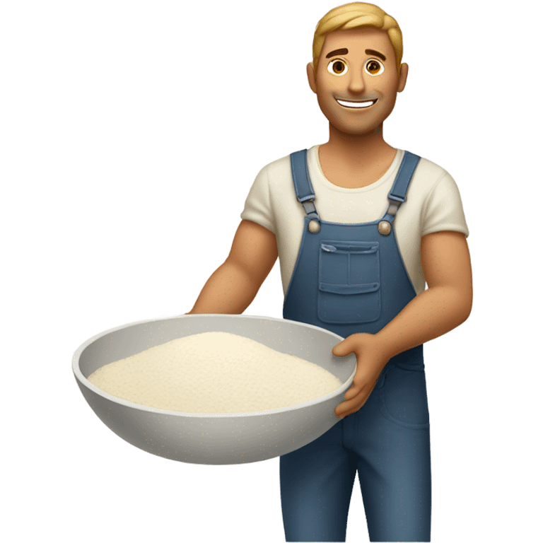 Man with bowl of flour emoji