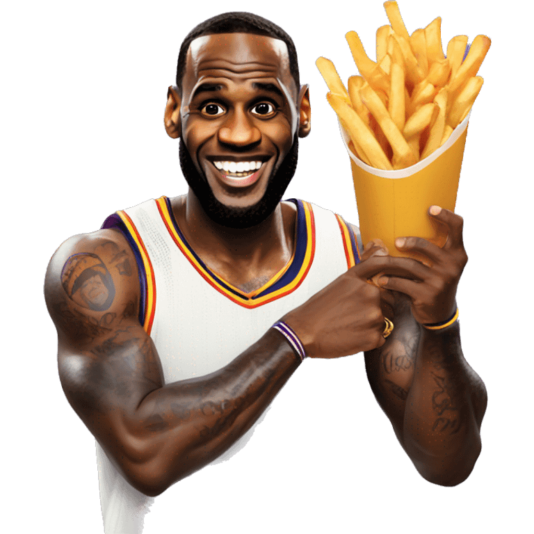 Lebron James holding poutine emoji