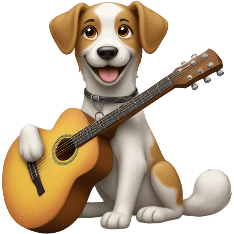 Dog playing guitar emoji