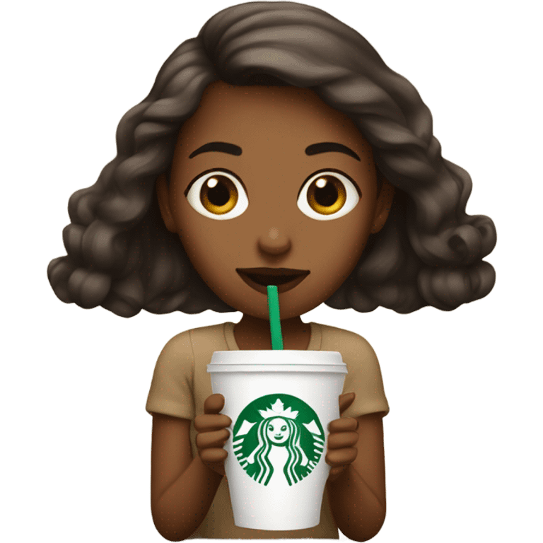 Girl drinking Starbucks emoji