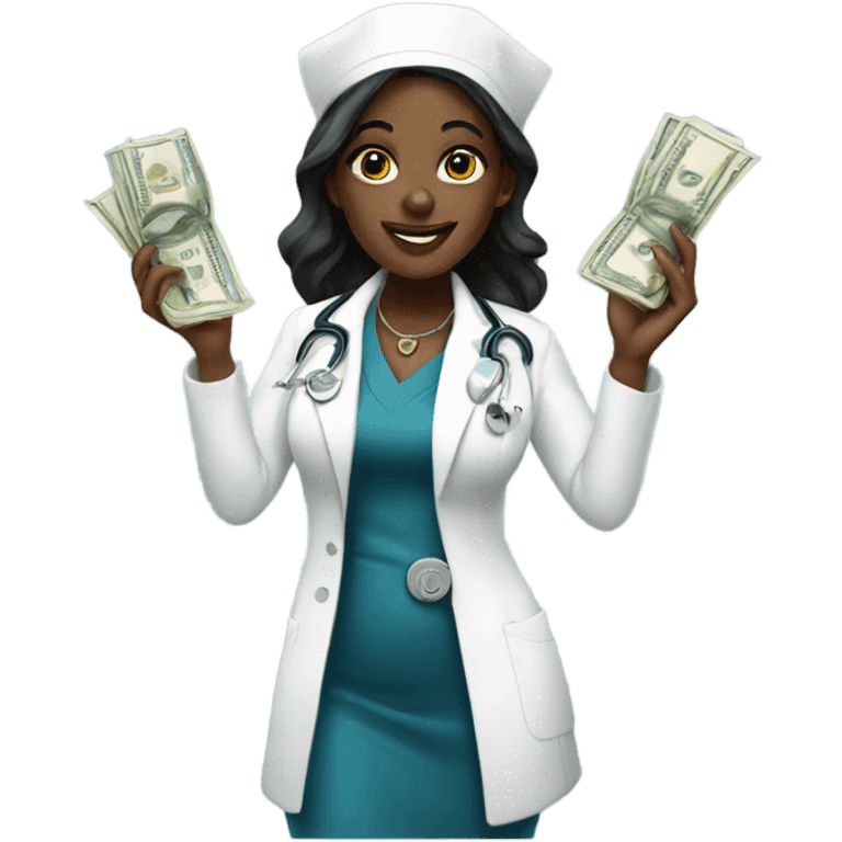 Rich black nurses with money emoji