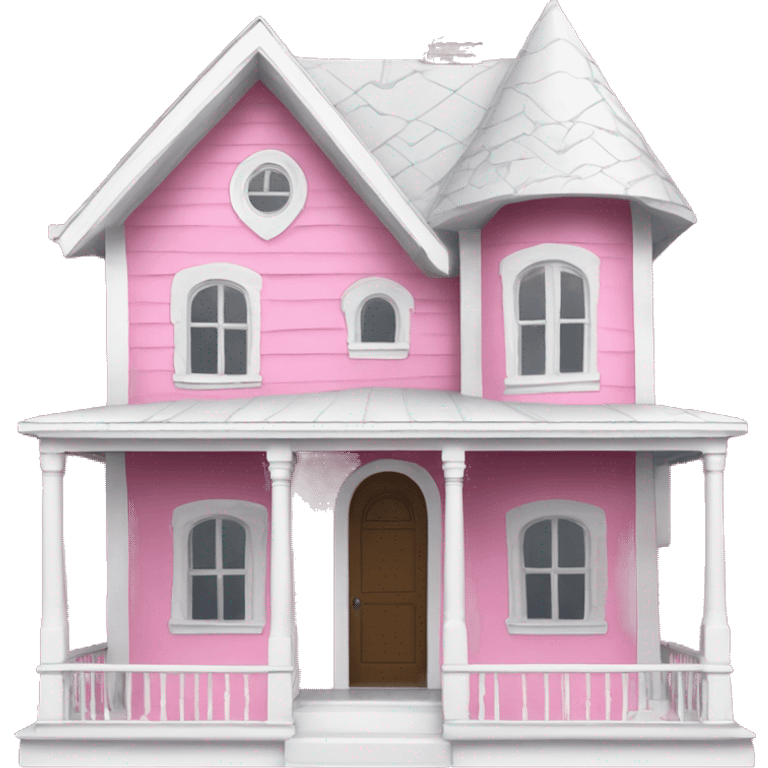 pink coraline house with white roof and white trimming emoji