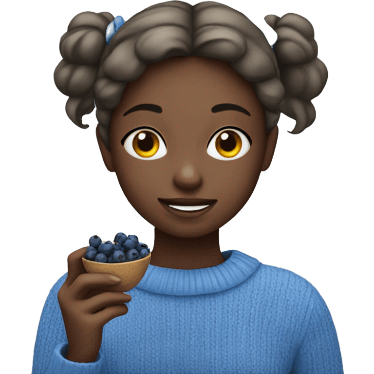 girl in a blue jumper eating blueberries  emoji