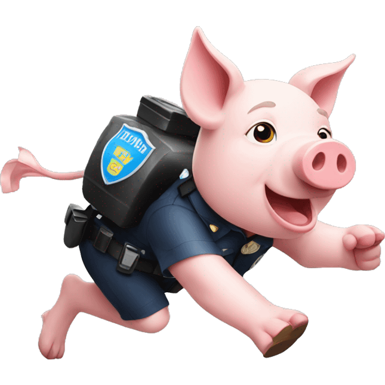 pig in police outfit running from plastic jug emoji