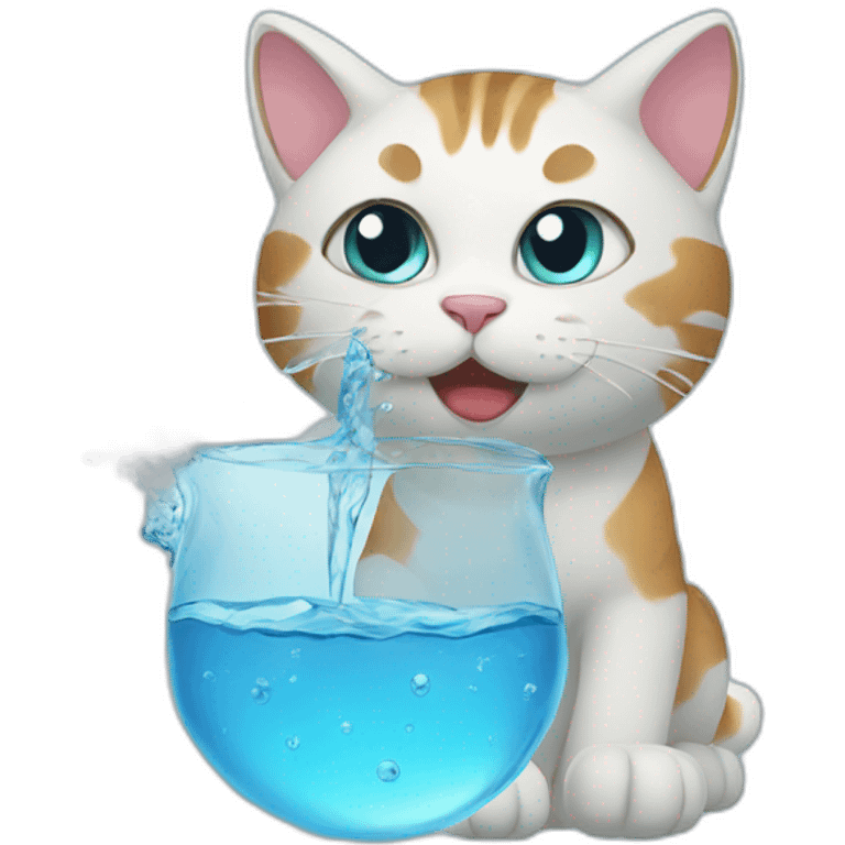 Cat with water emoji