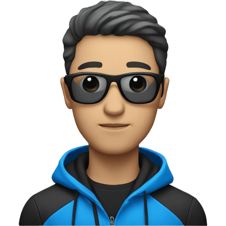 mysterious guy in blue jacket and black glas emoji