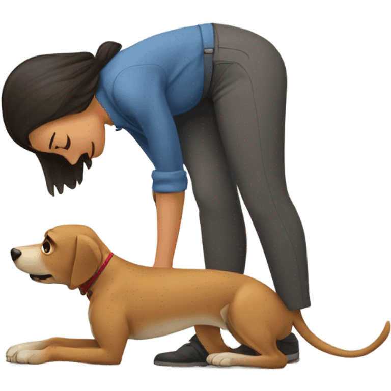 Dog sniffing lady emoji