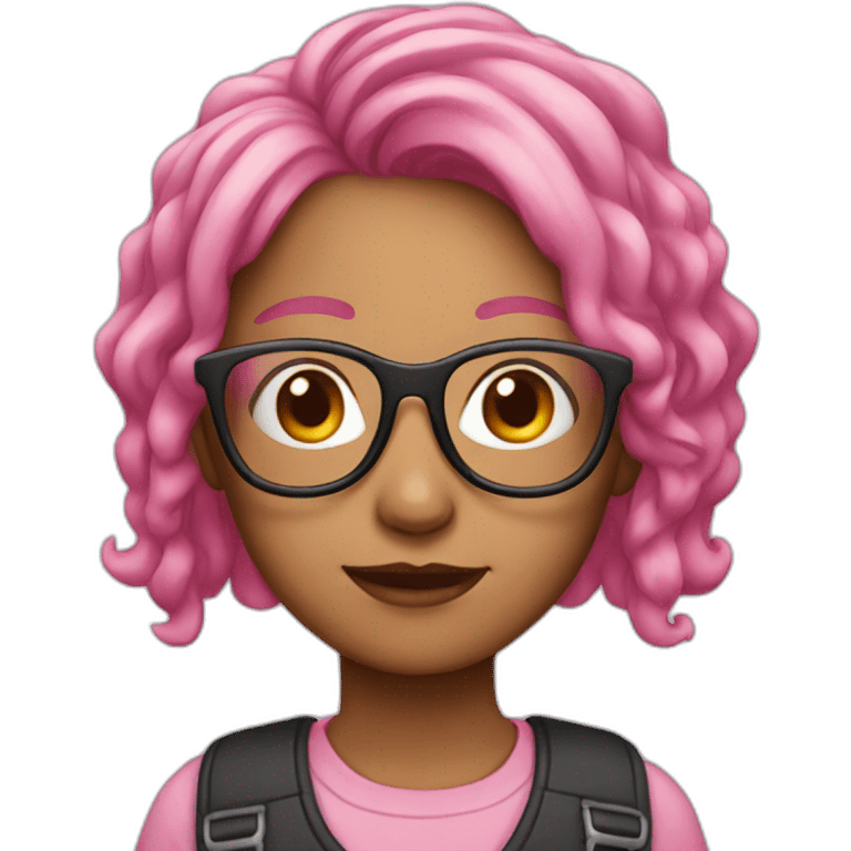 Girl wearing glasses and pink hair emoji