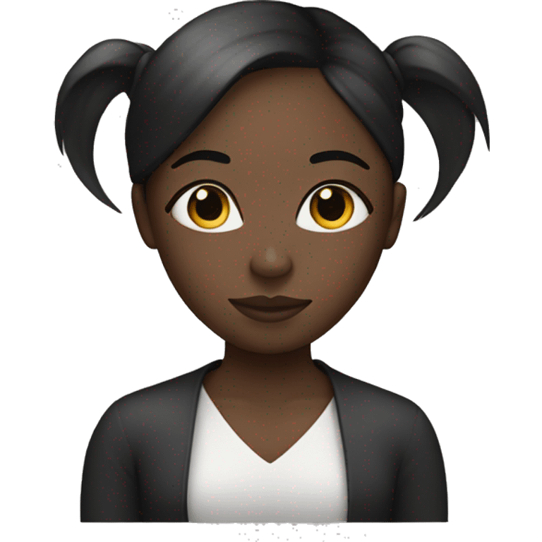 Black girl with straight hair and face mask on emoji