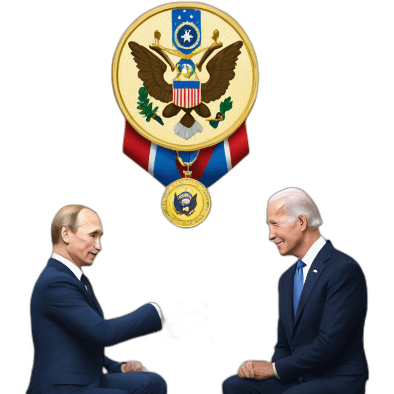 Putin getting medal of honor from Joe Biden emoji