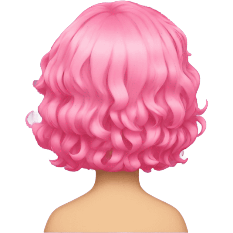 Pink mid-wavy short side-hair rear view emoji