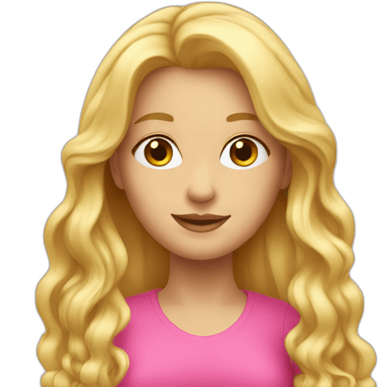 blonde lady with long hair and pink emoji