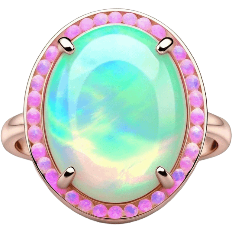 Cinematic Realistic Opal Emoji, Mystical and iridescent, with shifting colors of blue, green, and pink that dance across the smooth, milky surface. The gem’s unique play of light creates a mesmerizing, fluid effect, while a soft, glowing halo surrounds the stone. Soft glowing outline, capturing the essence of magic and mystery in a radiant opal. emoji