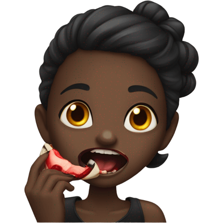 Black girl biting a vampire  emoji