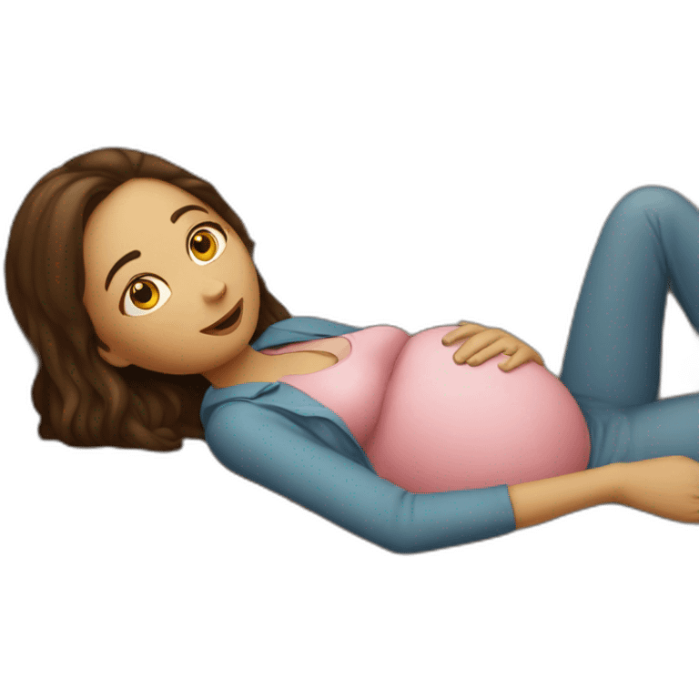 pregnant girl lying on the couch with her cat waiting for McDonald's. emoji