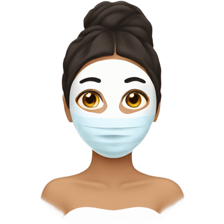 Lady with face mask spa beauty full face relaxing emoji