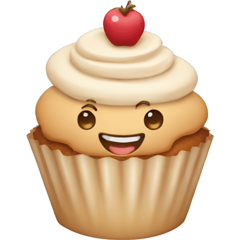 Happy beige cupcake emoji