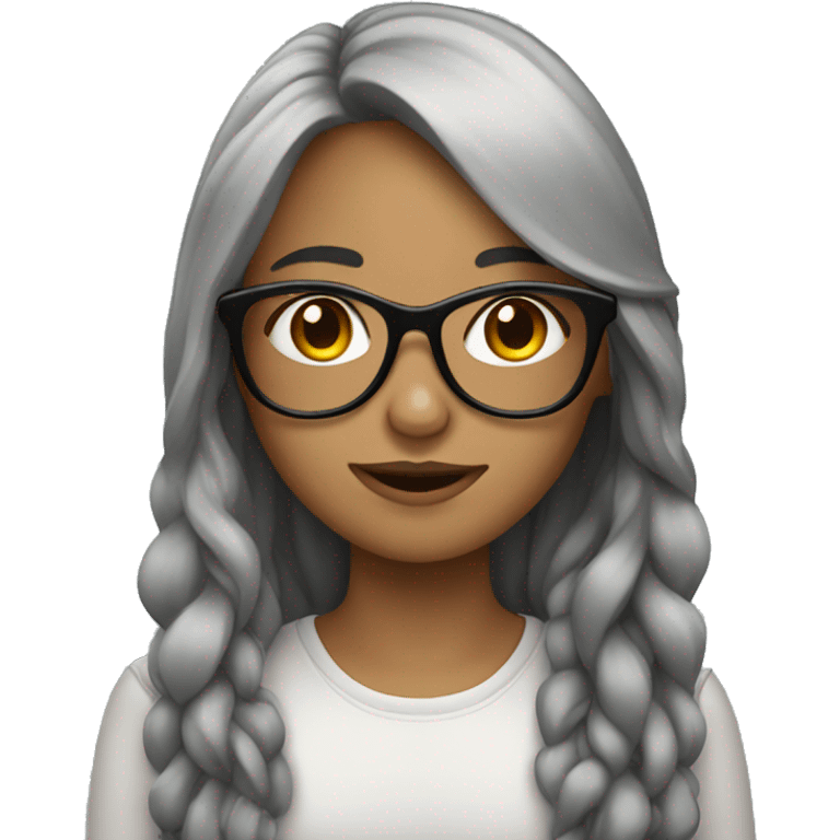 Girl with long hair and glasses emoji