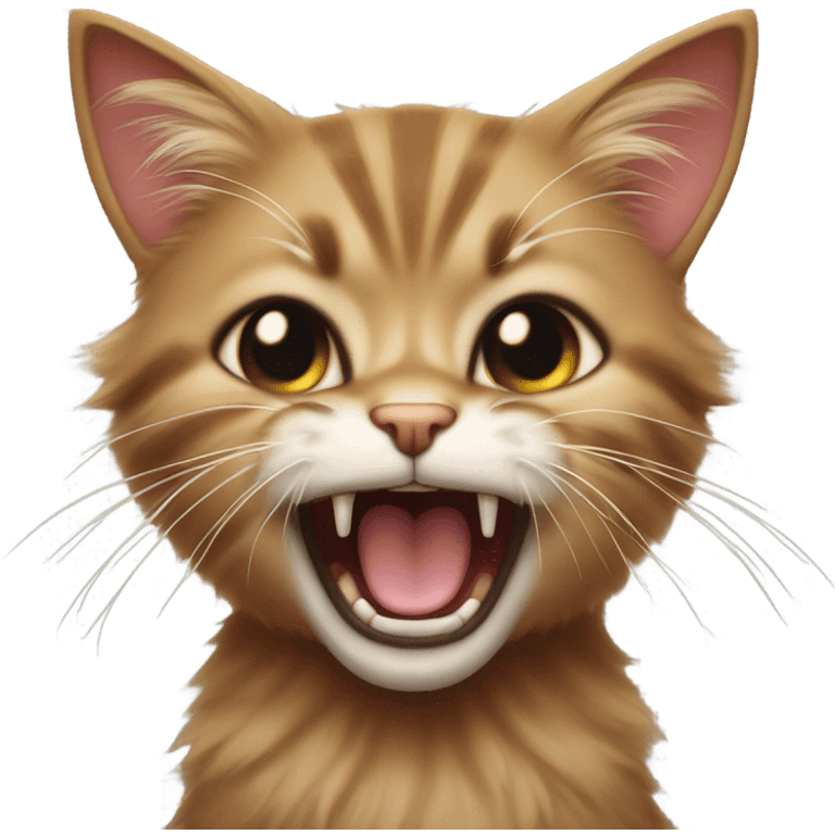 angry hissing realistic kitten brown emoji