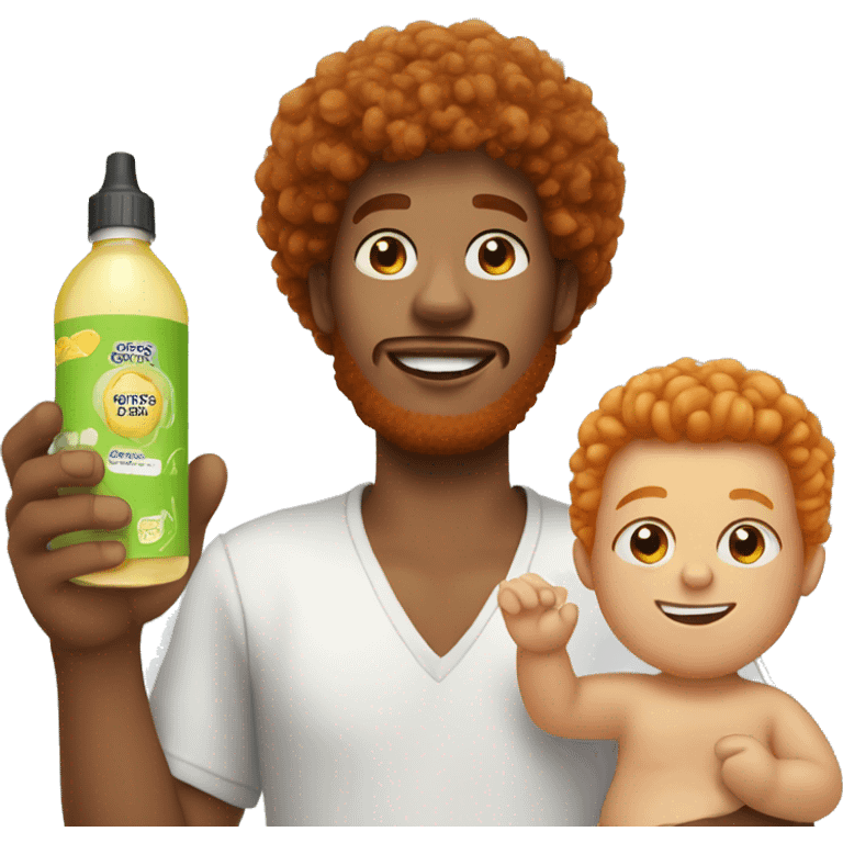 Ginger afro man with baby oil emoji