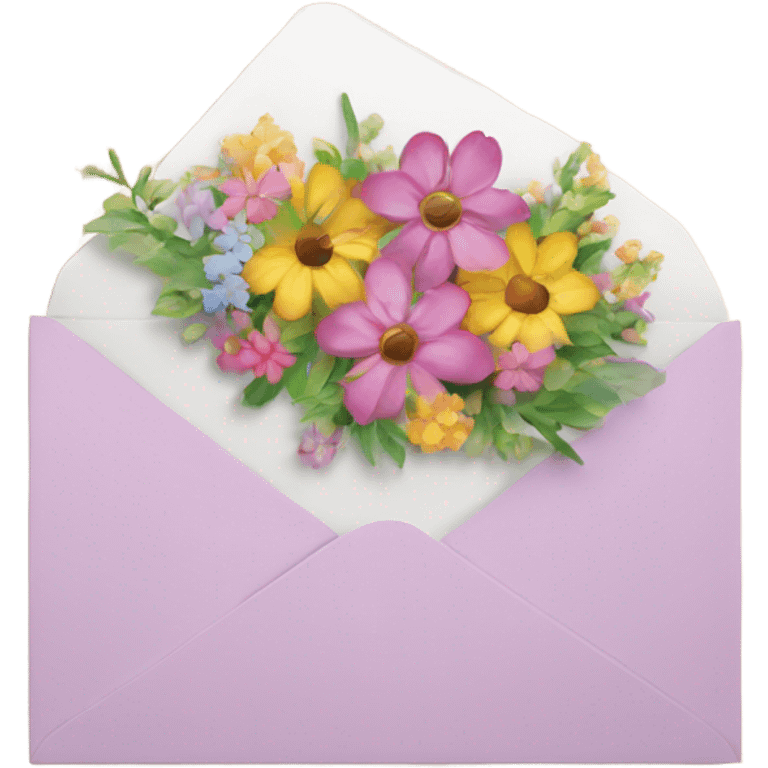 Beautiful Greeting card with flowers on the cover emoji