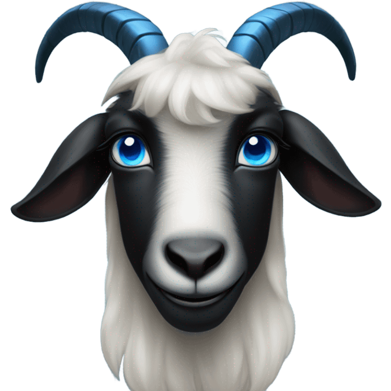 black mini goat with blue eyes ahorns emoji