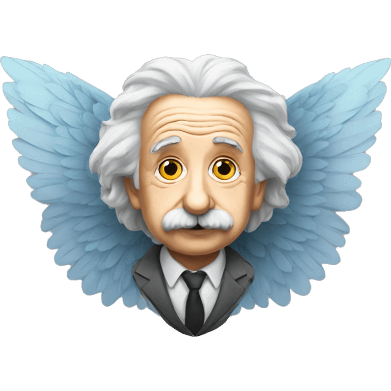 Albert Einstein with a pair of wings on his back emoji