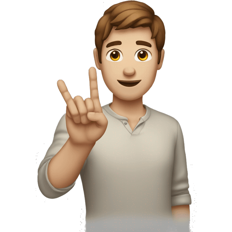 white skin  MAN with BROWN hair showing THREE fingers up on her one hand emoji