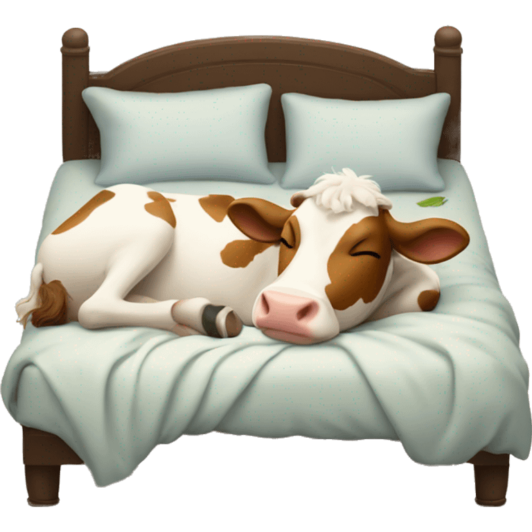 cow sleeping in a bed  emoji