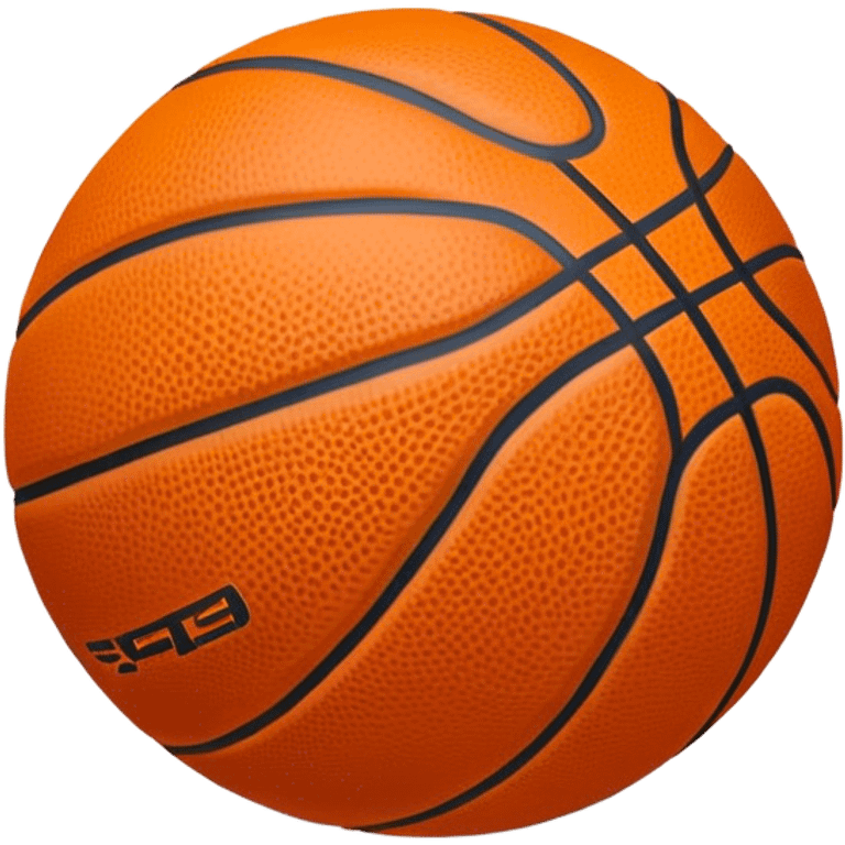 Cinematic Realistic image of a basketball rendered in vivid orange with a pebbled surface texture and crisp stitching details, set against a high-contrast backdrop that highlights its dynamic, sporty essence emoji