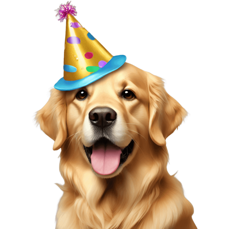 Golden retriever with party hat  emoji