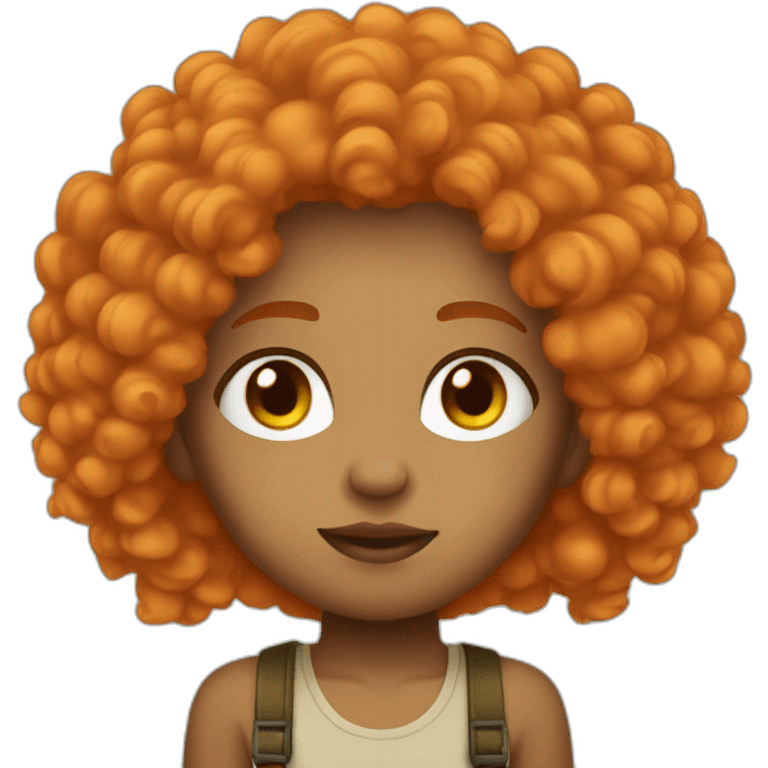 Light skin afro Orangehair thinking emoji