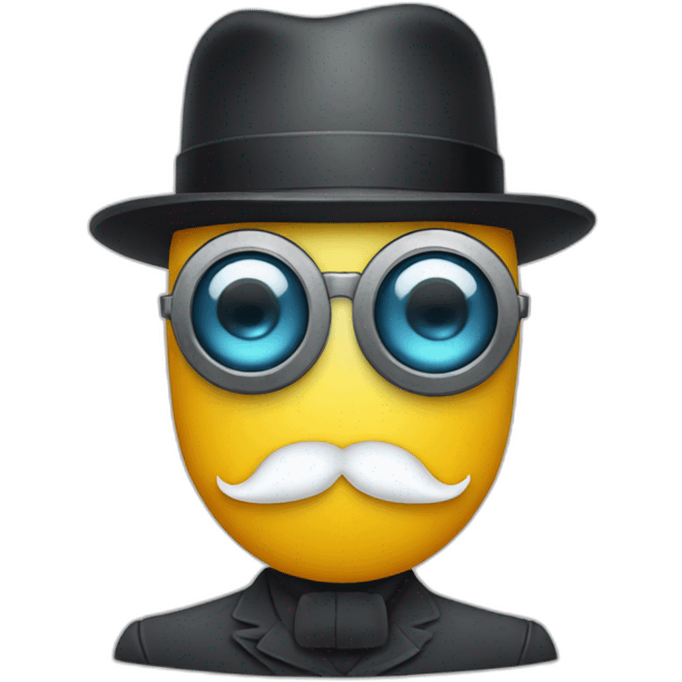 robot with one eye a mustache a bowler hatses emoji