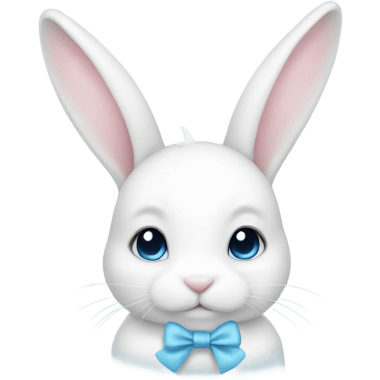 White bunny with pastel blue bow  emoji