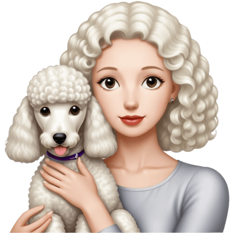 White Standard Poodle and Women emoji