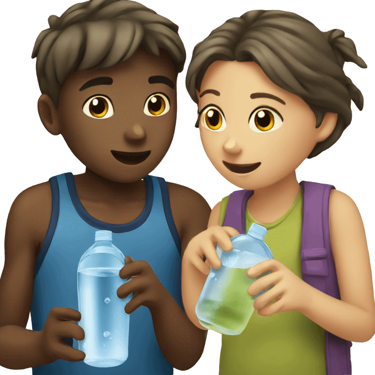 Boy and girl drinking water emoji