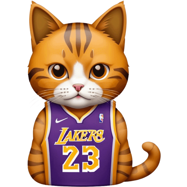 cat wearing lakers lebron james jersey emoji