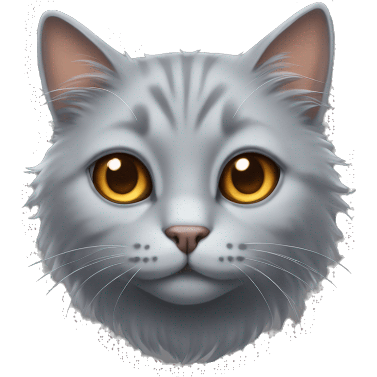 Fluff grey cat with copper eyes emoji