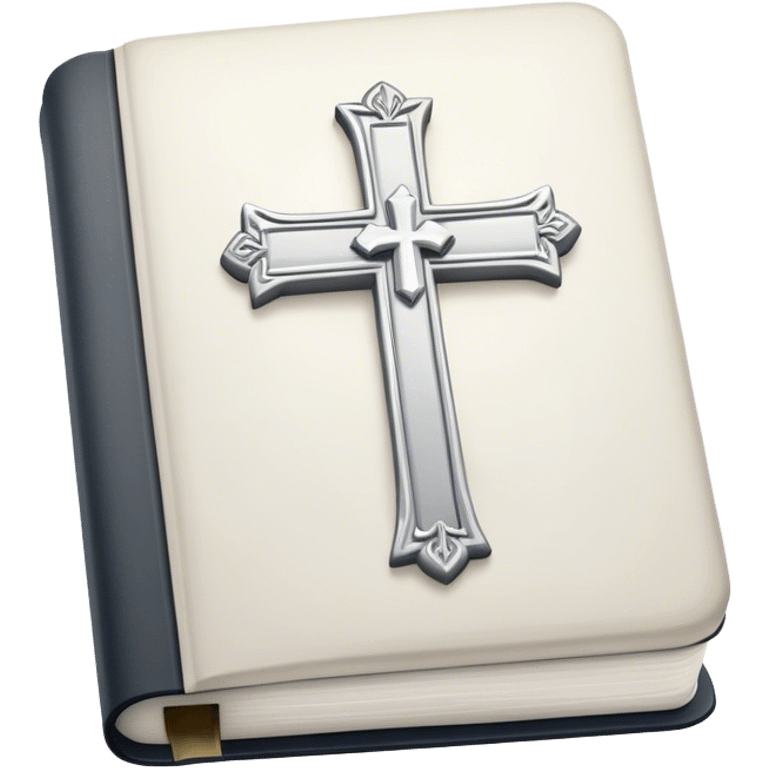 white bible with a silver cross emoji