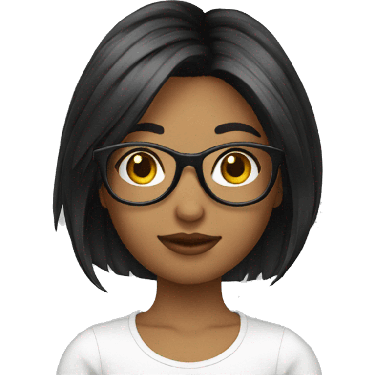 Girl cut hair black oculos emoji